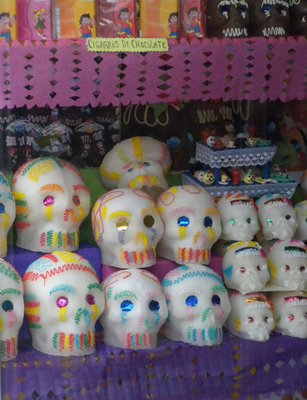 Yummy sugar skulls are traditional to Dia de Los Muertos