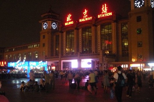 Beijing train station- We made it!